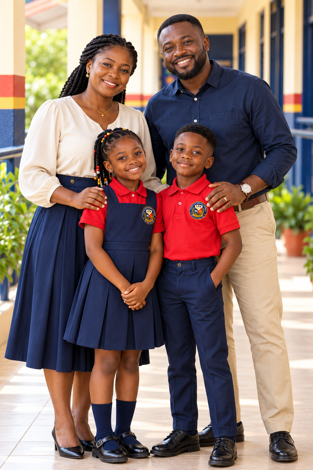 A Ghanaian family with their two LPA pupils